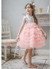 Soft Pink Tulle Ruffle Flower Girl Dress